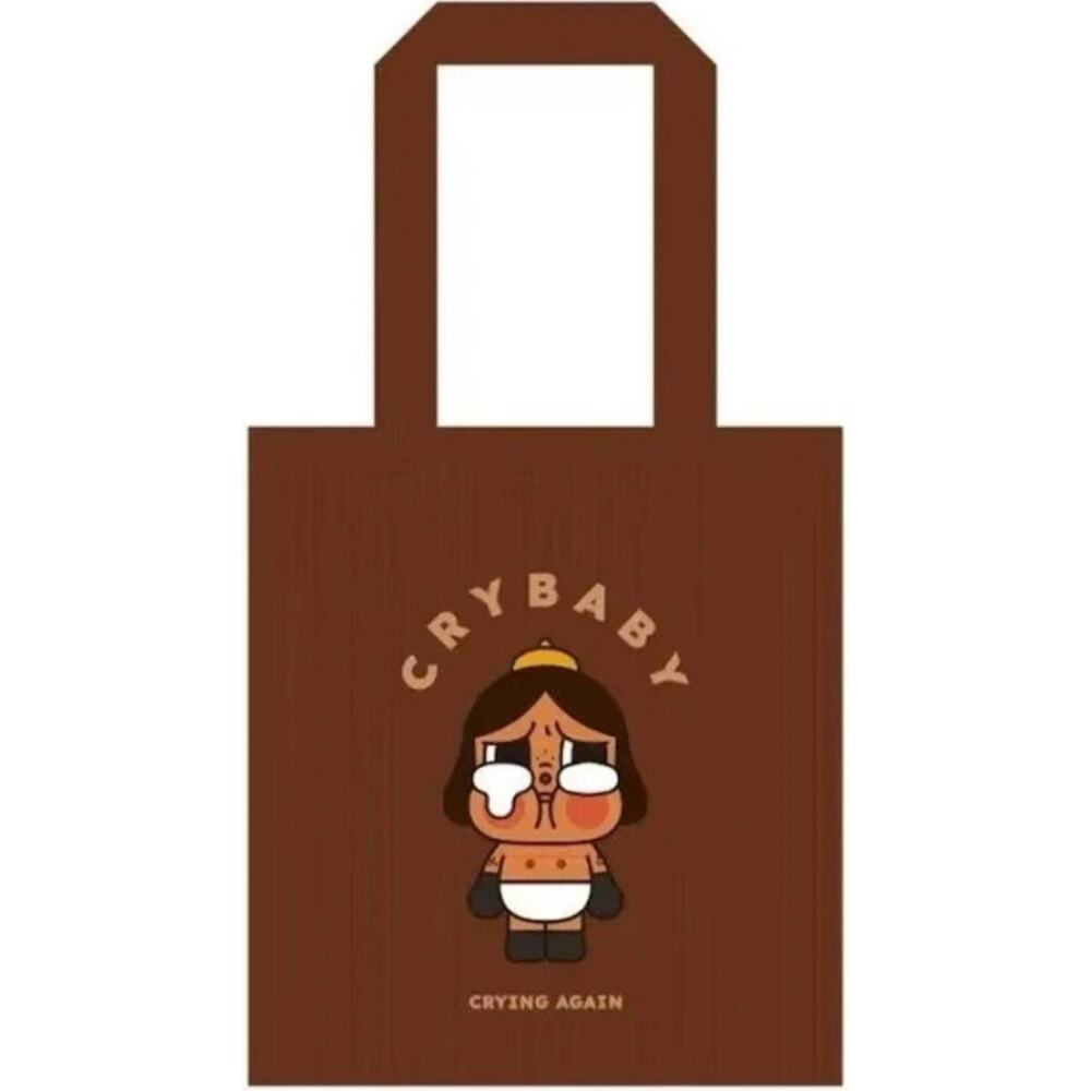 Authentic Pop Mart Limited Edition Crybaby Crying Again Brown Corduroy Tote Bag